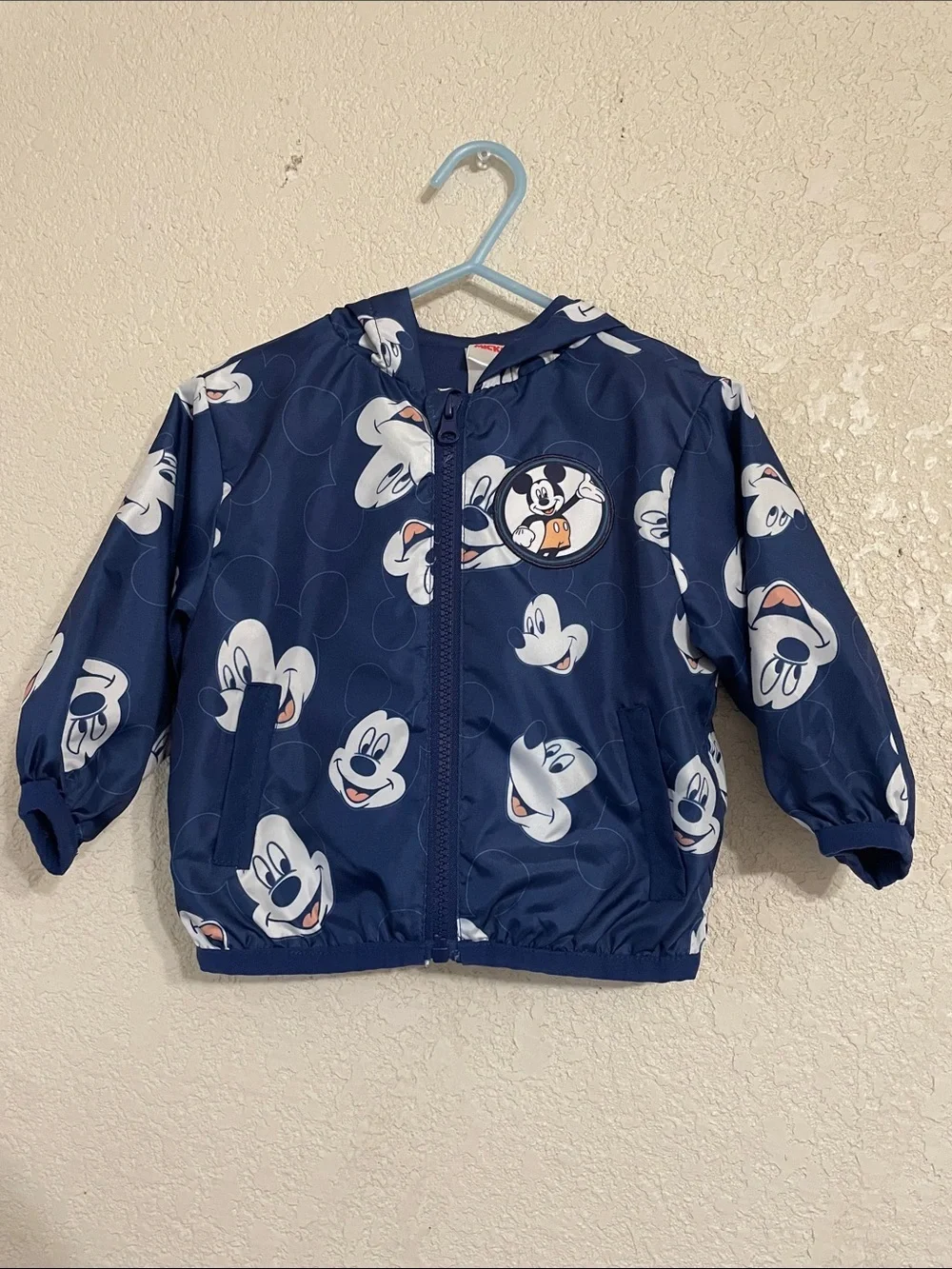 Disney Navy Blue Mickey Face Hoodie Jacket 12 Month Boy